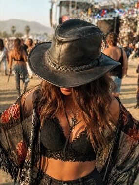 🤠 American Hat Makers Freedom Hats Hollywood Black Leather Outback Cowboy Hat
